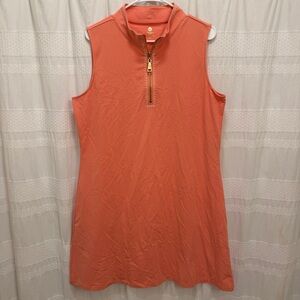 NWT Spartina Serena Half-Zip Dress Coastal Coral Womens XL Sleeveless Stretch